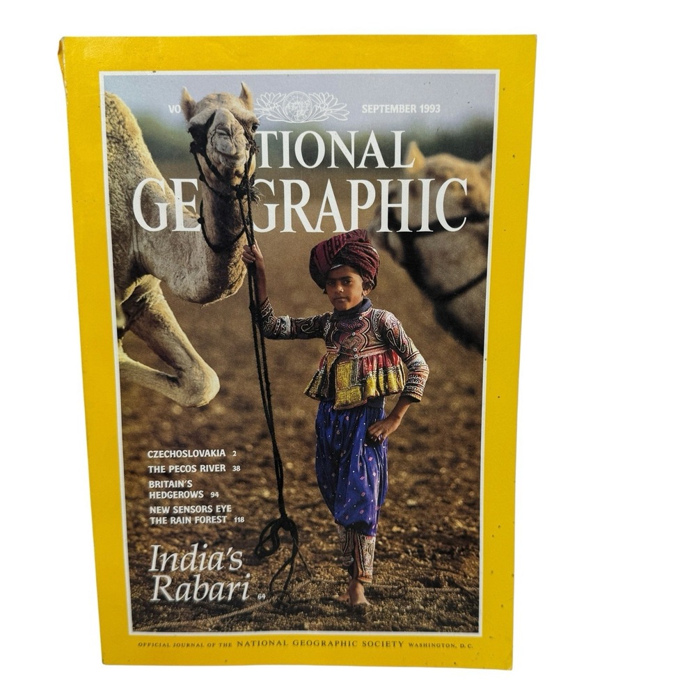 Vintage National Geographic Magazine September 1993 India's‎ Rabari Pecos River